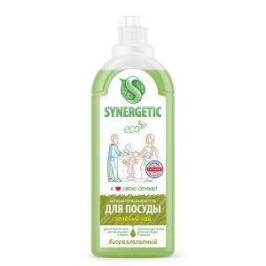 SYNERGETIC Гель для мытья посуды "Зеленый чай" антибактериальный, биоразлагаемый, 1л