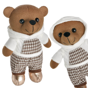 Мягкая игрушка Abtoys Knitted. Мишка вязаный мальчик в белом худи 25см