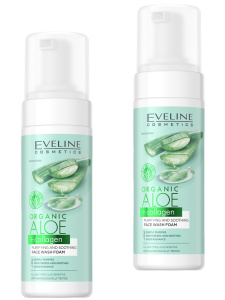 EVELINE Organic Aloe+Collagen Пенка для умывания очищ.-успок. 150мл 2шт.