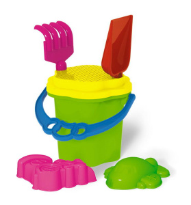 Набор № 105 ведро-цветок 0,7 л, сито, грабли 20см, совок 21 см, 2 формочки