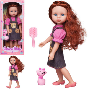 Кукла Junfa Ardana Baby шатенка с розовой кошкой 37,5 см Кукла Junfa Ardana Baby шатенка с розовой кошкой 37,5 см