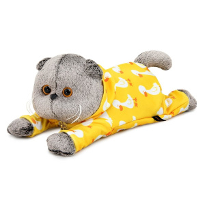 Кот Басик в комбинезоне с принтом "Гусик" (лежачий) 25 см Кот Басик в комбинезоне с принтом "Гусик" (лежачий) 25 см