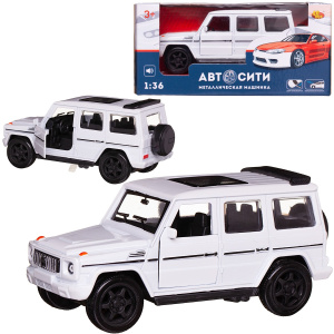 Машинка металлическая Abtoys АвтоСити 1:36 Внедорожник классический инерционный с открывающими передними дверцами белый свет звук Машинка металлическая Abtoys АвтоСити 1:36 Внедорожник классический инерционный с открывающими передними дверцами белый свет звук
