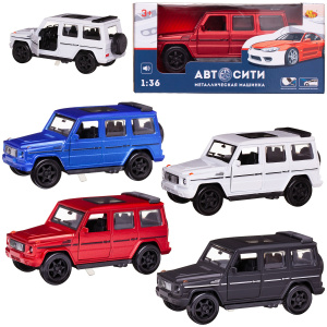 Машинка металлическая Abtoys АвтоСити 1:36 Внедорожник классический инерционный с открывающими передними дверцами 4 вида свет звук Машинка металлическая Abtoys АвтоСити 1:36 Внедорожник классический инерционный с открывающими передними дверцами 4 вида свет звук