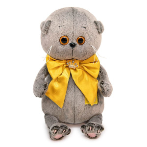 Мягкая игрушка BUDI BASA Кот Басик BABY с золотым бантом 20 см