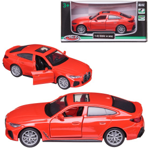 Машинка металлическая MSZ серия 1:43 BMW I4 M50, цвет красный, инерционный механизм, двери открываются Машинка металлическая MSZ серия 1:43 BMW I4 M50, цвет красный, инерционный механизм, двери открываются
