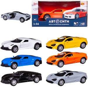 Машинка металлическая Abtoys АвтоСити 1:36 Спортивная инерционная с открывающими передними дверцами 6 видов свет звук Машинка металлическая Abtoys АвтоСити 1:36 Спортивная инерционная с открывающими передними дверцами 6 видов свет звук