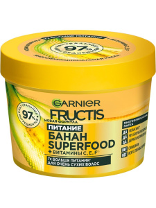 GARNIER Fructis Superfood Маска питательная, для очень сухих волос Банан 3в1 390мл