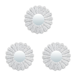 Комплект декоративных зеркал QWERTY Ницца, 3 шт, D 24,5 см, белый