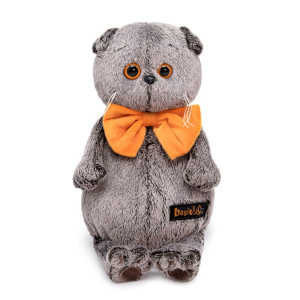 Мягкая игрушка BUDI BASA Кот Басик в рыжем бархатном банте 30 см