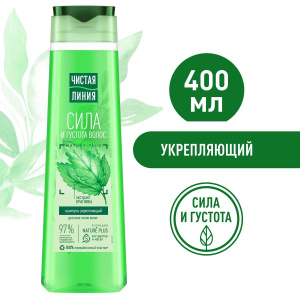 Чистая Линия Nature Plus Шампунь Сила и густота укрепляющий для всех типов волос 400мл