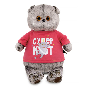 Кот Басик в лонгсливе с принтом "Супер кот" 22 см Кот Басик в лонгсливе с принтом "Супер кот" 22 см
