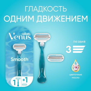 Gillette Venus Smooth Бритва + 2 сменные кассеты
