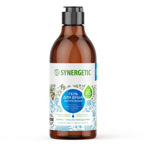 SYNERGETIC Натуральный гель для душа "Кокос и масло макадамии", биоразлагаемый, 380мл