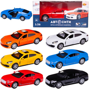 Машинка металлическая Abtoys АвтоСити 1:36 Седан купе инерционный с открывающими передними дверцами 6 видов свет звук Машинка металлическая Abtoys АвтоСити 1:36 Седан купе инерционный с открывающими передними дверцами 6 видов свет звук