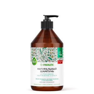 SYNERGETIC Натуральный шампунь "Интенсивное увлажнение и блеск", бессульфатный 750 мл