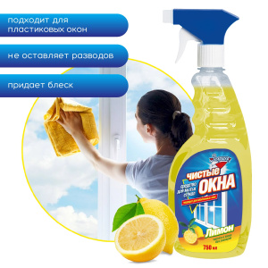 Золушка Средство для мытья стекол Чистые ОкнаЛимон 750мл