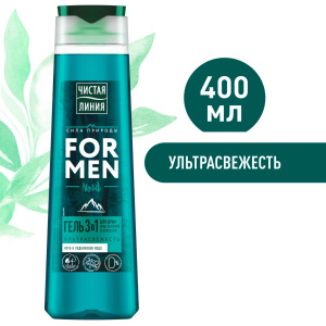 Чистая Линия For Men Гель для душа Ультрасвежесть мужской 3в1 400мл