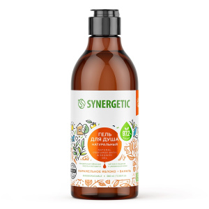 SYNERGETIC Натуральный гель для душа "Карамельное яблоко и ваниль", биоразлагаемый, 380мл