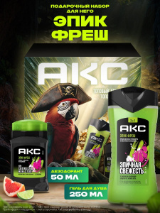 Подарочный набор Акс Эпик Фреш Гель д/душа+шамнунь 3в1 250мл и Дезодорант-стик 50 мл