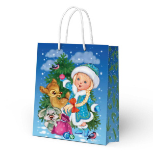 Подарочный пакет ND Play Снегурочка с олененком 335*406*155 мм