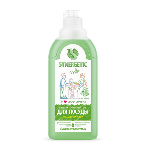 SYNERGETIC Гель для мытья посуды "Сочное яблоко" антибактериальный, биоразлагаемый, 500мл