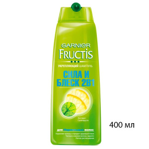 Шампунь для волос GARNIER Fructis 2в1 Сила и блеск для нормальных волос 400мл