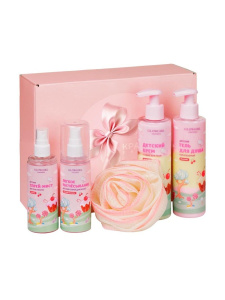 Glowgirl Подарочный набор косметики по уходу за телом, для девочки, Вишневое настроение (5 предметов). ЭКО продукт.