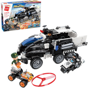 Конструктор Qman серия MineCity Полицейская боевая машинка отражает атаку 517 деталей