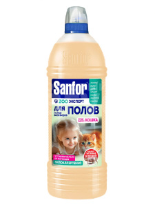 SANFOR Средство для мытья полов УЛЬТРА БЛЕСК "ZOO эксперт Когда в доме кошка", 1 л