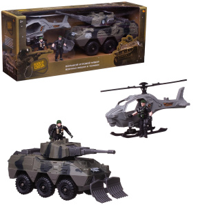 Игровой набор Abtoys Боевая сила Военная техника: танк, вертолет, 2 фигурки солдат