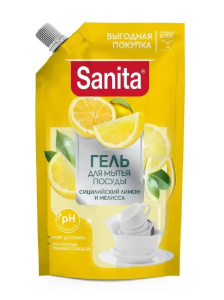 SANITA средство для мытья посуды "Сицилийский лимон и мелисса", дой-пак, 900 г