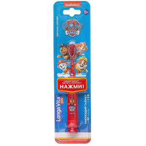 Зубная щетка Longa Vita Paw Patrol детская, мигающая с присоской от 3 лет красная