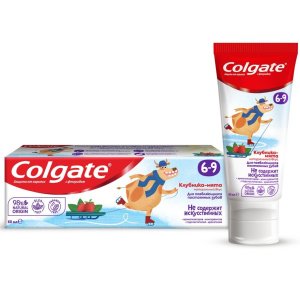 COLGATE Зубная паста Детская КЛУБНИКА-МЯТА с фтором 6-9лет 60мл