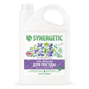 SYNERGETIC Гель-бальзам для мытья посуды Базилик и свежая мята, биоразлагаемый 3,5л