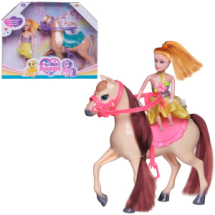 Игровой набор ABtoys Моя лошадка Лошадка с розовым седлом и куколка
