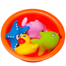 Набор резиновых игрушек для ванной Abtoys Веселое купание 4 фигурки морских обитателей и ванночка