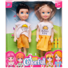 Игровой набор кукол Junfa Мальчик и девочка в бело-желтой одежде 13 см