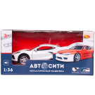 Машинка металлическая Abtoys АвтоСити 1:36 "Спортивная-2", инерционная с открывающими передними дверцами , белая, свет, звук