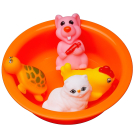 Набор резиновых игрушек для ванной Abtoys Веселое купание 4 фигурки животных и ванночка