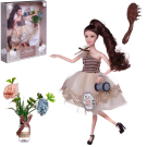 Кукла ABtoys "Современный шик" в платье с многослойной юбкой, темные волосы 30см