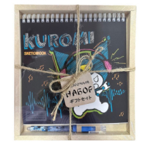 Набор Скетчбук CENTRUM Kuromi, 48 листов + Ручка шариковая прорезиненная, с эргономичной резинкой для пальцев, цвет чернил синий, 0,7 мм