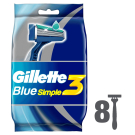 Gillette Blue Simple3 Одноразовые станки с 3 лезвиями фиксированная головка 8шт