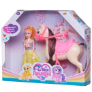 Игровой набор ABtoys Моя лошадка Лошадка с розовым седлом и куколка