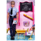 Игровой набор Кукла Defa Kevin Учитель (в рубашке в бело-голубую клетку) и ученица на уроке, игровые предметы, 30 см