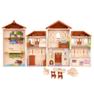 Кукольный дом Junfa "Мой новый дом" с мебелью, большой, сборный, бежевый