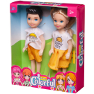 Игровой набор кукол Junfa Мальчик и девочка в бело-желтой одежде 13 см