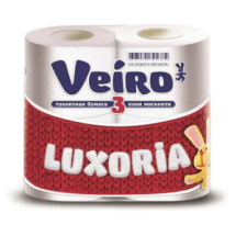 Туалетная бумага VEIRO Luxoria 3-х слойная белая, 4 шт