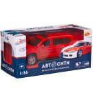 Машинка металлическая Abtoys АвтоСити 1:36 Кроссовер семейный инерционный с открывающими передними дверцами красный свет звук