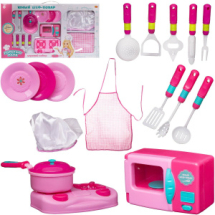 Игровой набор ABtoys Помогаю маме Юный кулинар с посудой, техникой, колпаком и фартуком